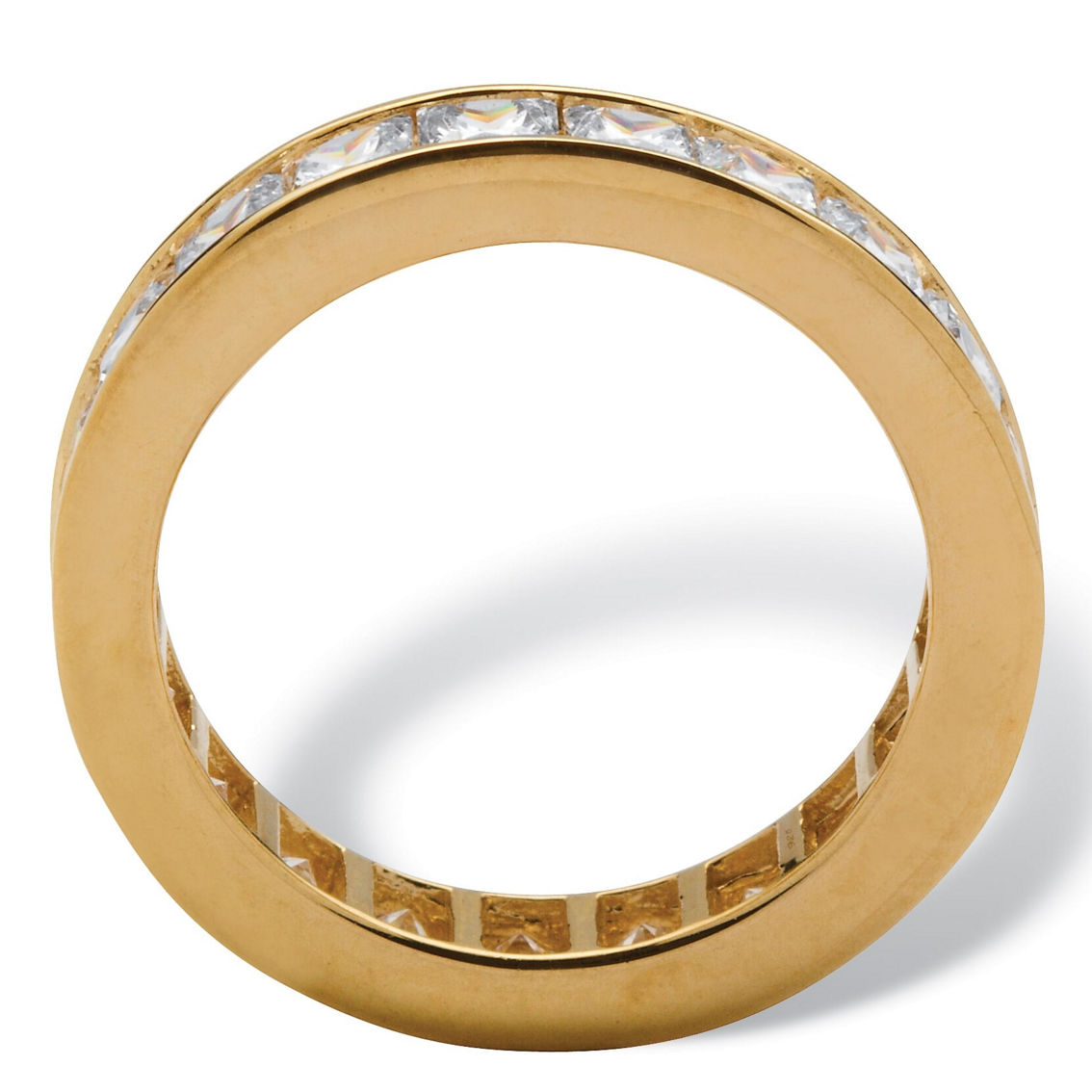 PalmBeach 5.29 TCW Princess-Cut Cubic Zirconia 18k Gold-plated Silver Eternity Ring - Image 2 of 5