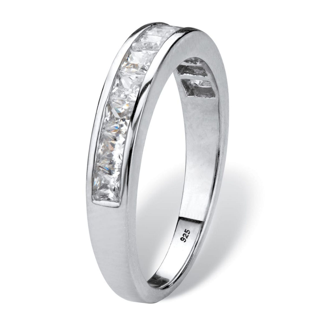 PalmBeach .77 Cttw. Princess-Cut Cubic Zirconia Platinum Over  Sterling Silver Ring - Image 2 of 5