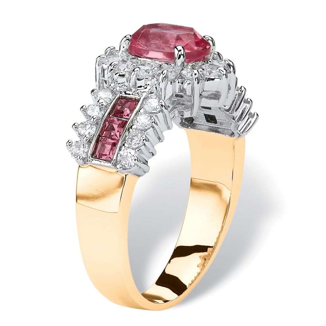PalmBeach .82 TCW Oval Pink Crystal Gold-Plated Ring - Image 2 of 5