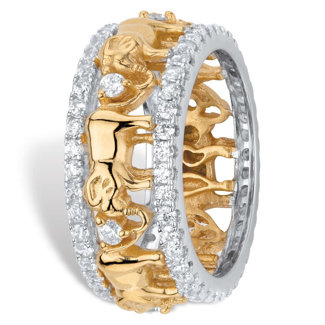 PalmBeach Gold-Plated Cubic Zirconia Two-Tone Elephant Eternity Ring - Image 2 of 5