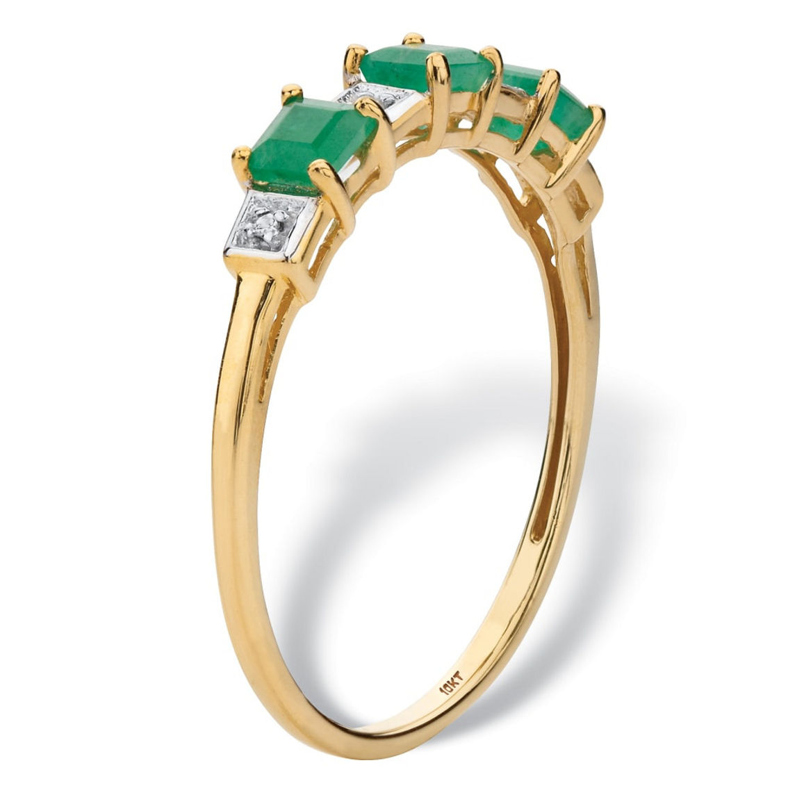 PalmBeach .67 Cttw. Princess-Cut Genuine Emerald Solid 10k Yellow Gold Ring - Image 2 of 5