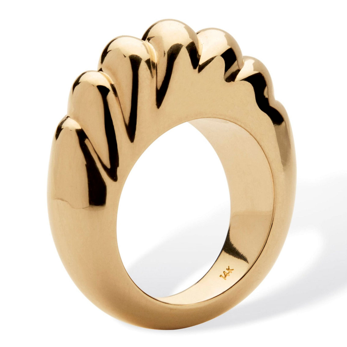 PalmBeach 14k Gold Ultra-Lightweight Nano Diamond Resin Filled Dome Ring - Image 2 of 5