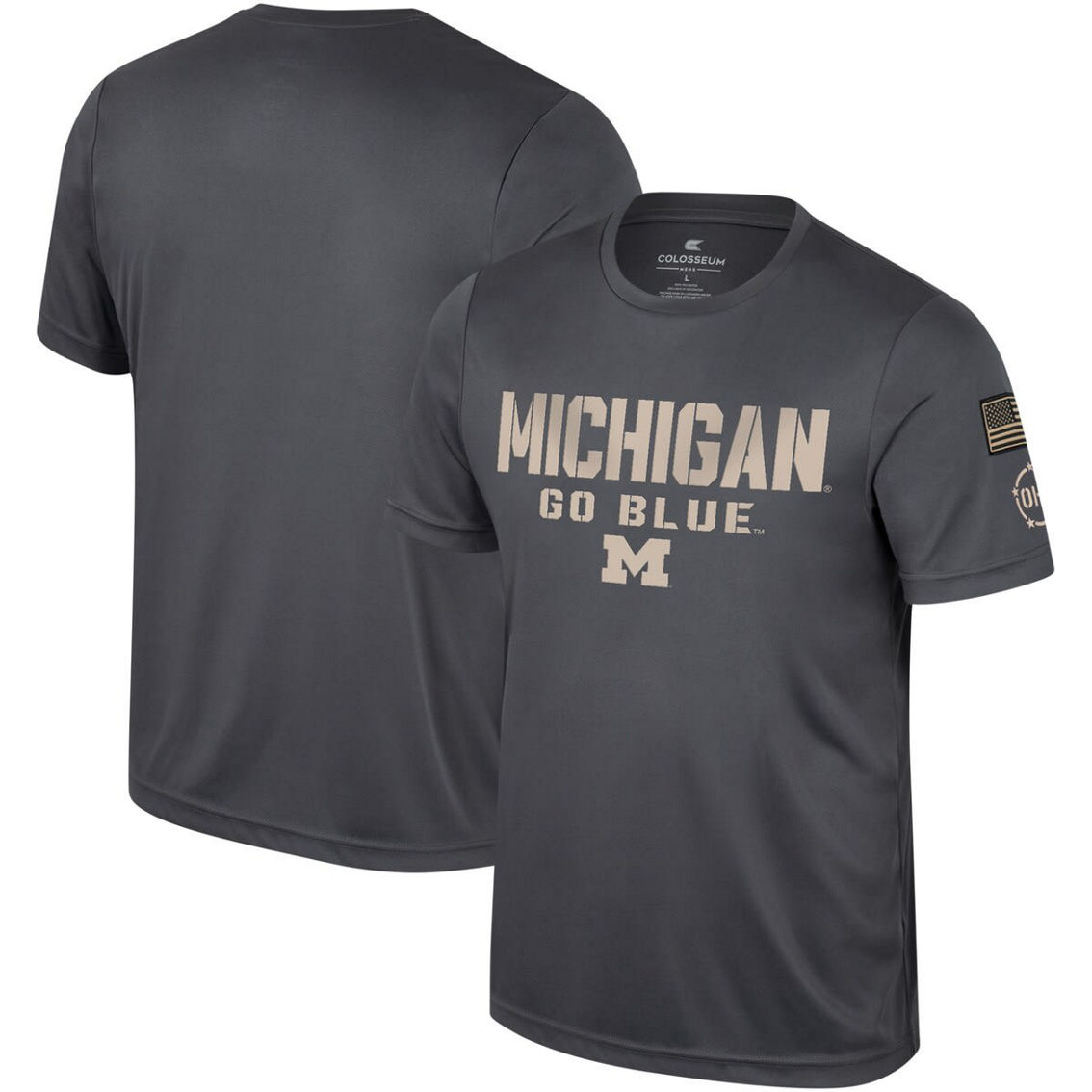 Colosseum Men's Charcoal Michigan Wolverines OHT Military Appreciation T-Shirt - Image 2 of 4