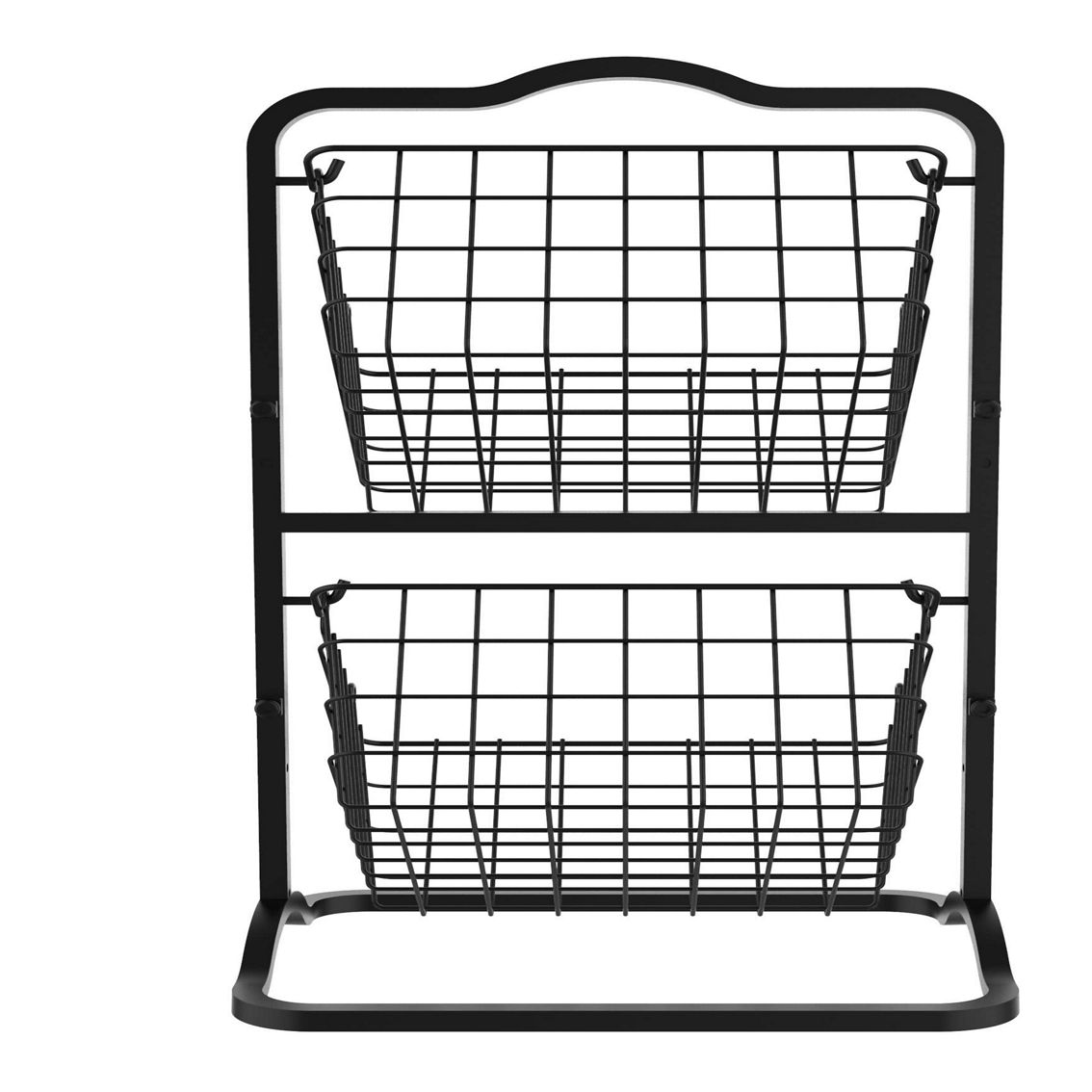 Oceanstar 2-Tier Storage Kitchen Wire Basket Stand, Black - Image 2 of 5