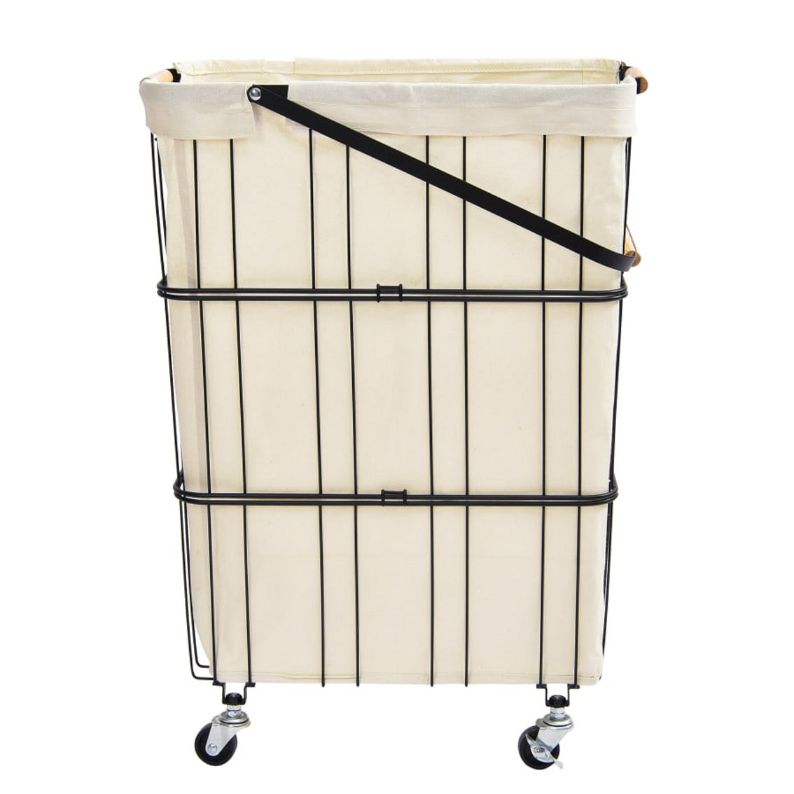 Oceanstar Mobile Rolling Storage Laundry Basket Cart with Handle, Black - Image 2 of 5