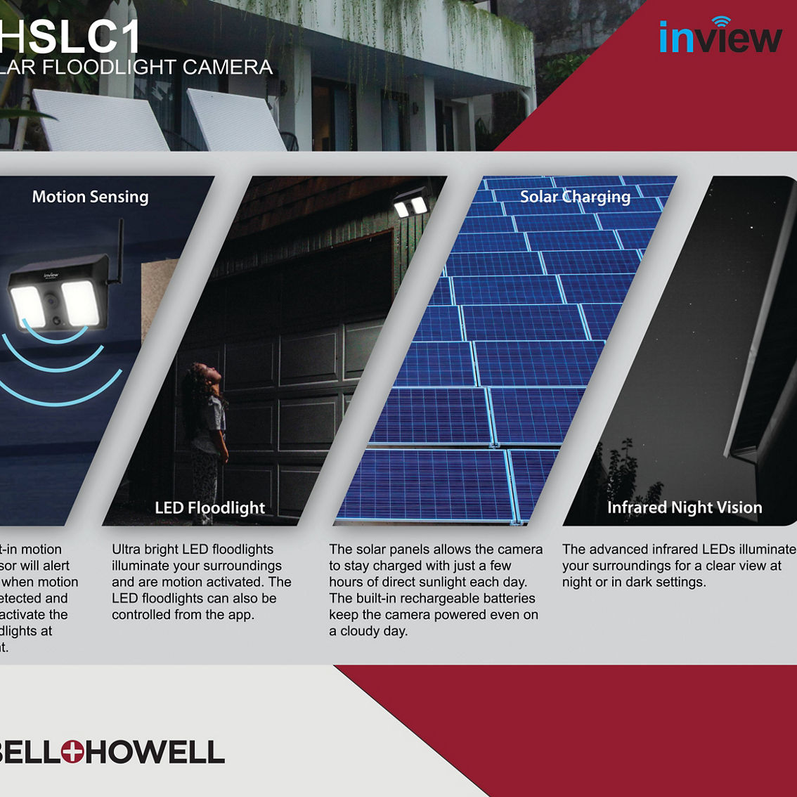 BELL+HOWELL InView BHSLC1 1080P Outdoor Solar Floodlight Camera - Image 4 of 5