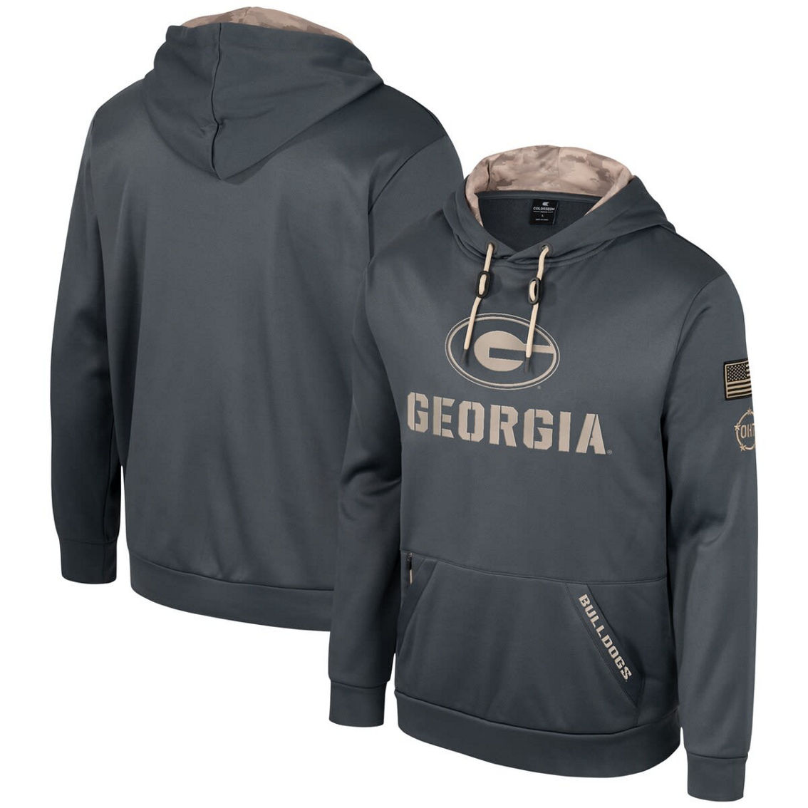 Colosseum Men's Charcoal Georgia Bulldogs OHT Military Appreciation Pullover Hoodie - Image 2 of 4