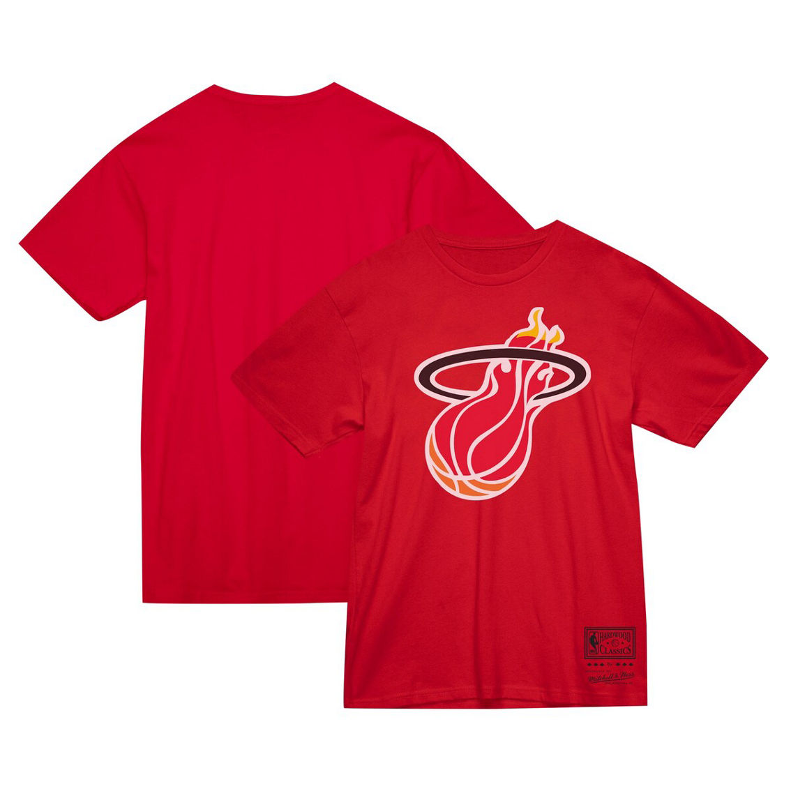 Mitchell & Ness Unisex Red Miami Heat Hardwood Classics MVP Throwback Logo T-Shirt - Image 2 of 4