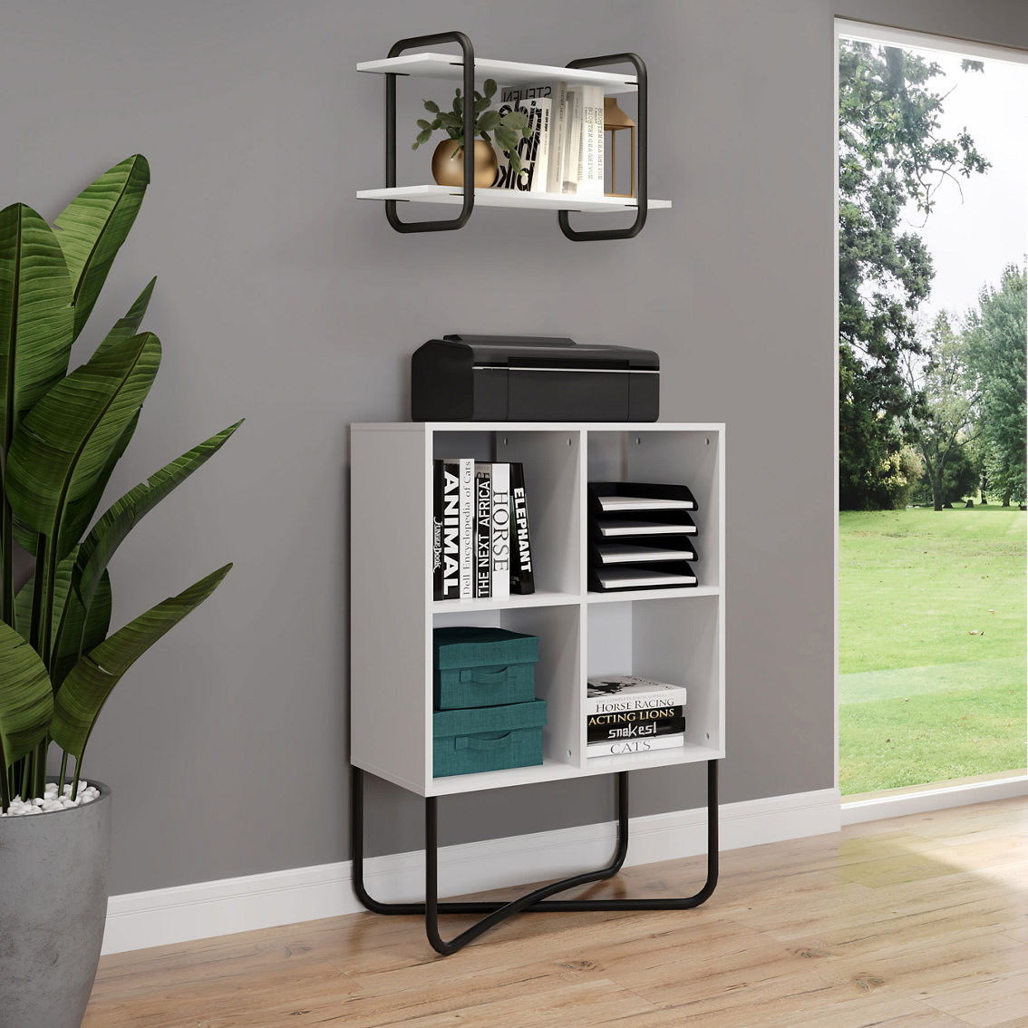 Techni Mobili Modern Geometric Bookcase, White - Image 3 of 5