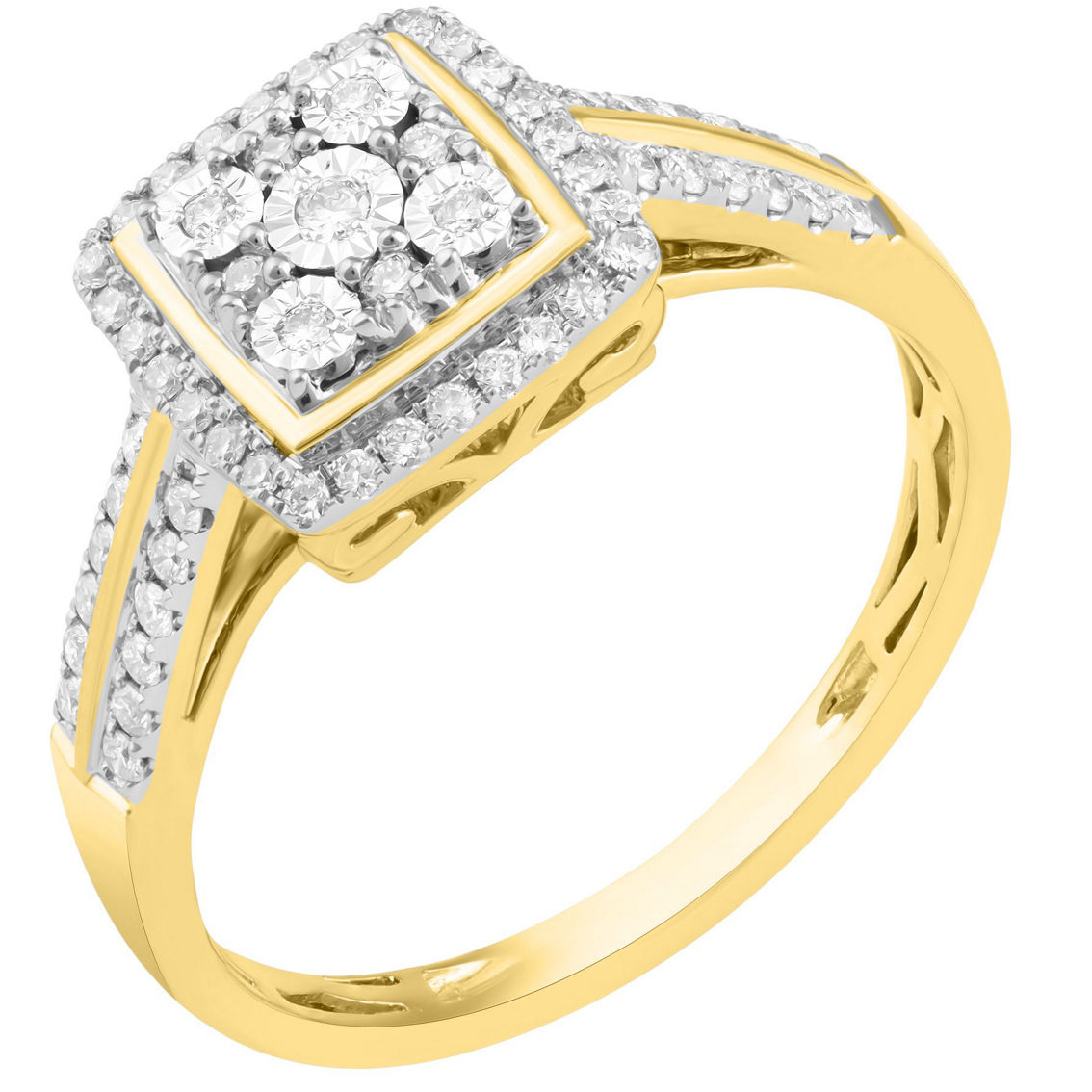 APMG 14K Yellow Gold 1/4 CTW Diamond Cushion Engagement Ring - Image 2 of 4