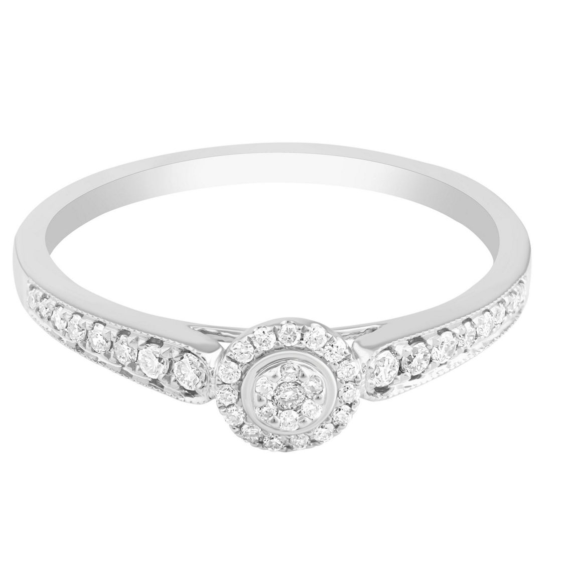APMG 14K White Gold 1/6 CTW Diamond Halo Ring - Image 2 of 4