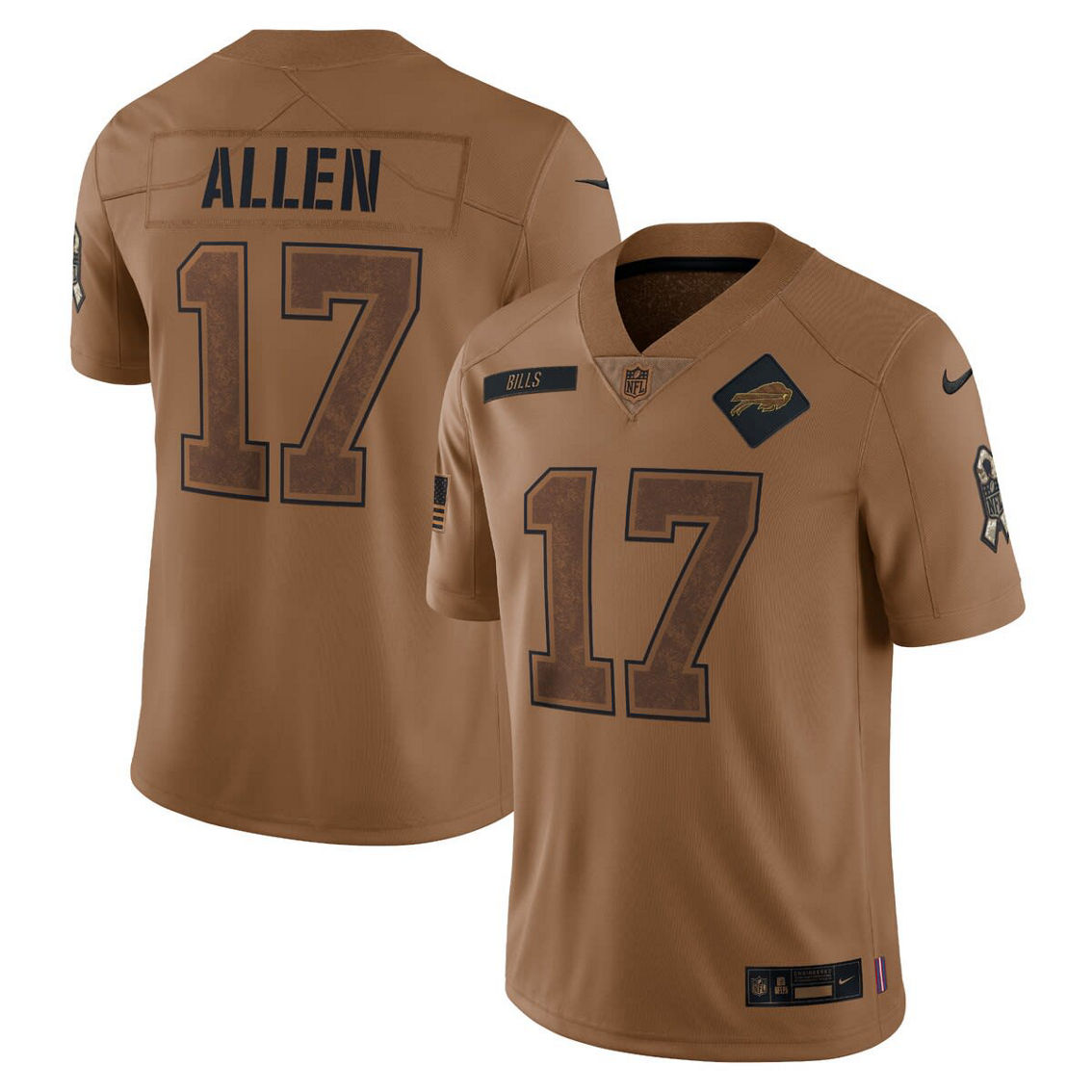 Nike Men's Josh Allen Brown Buffalo Bills 2023 Salute To Service Limited Jersey - Image 2 of 4