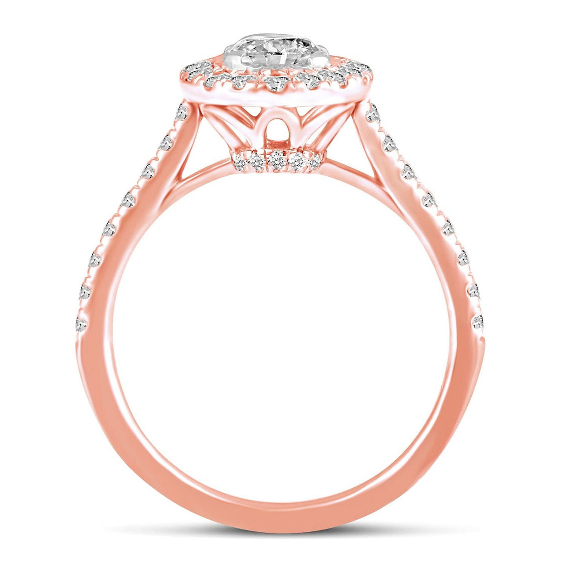 Royal Aura 14K Rose Gold 1.00 Ctw Round Halo Diamond Cluster Engagement Ring - Image 4 of 5