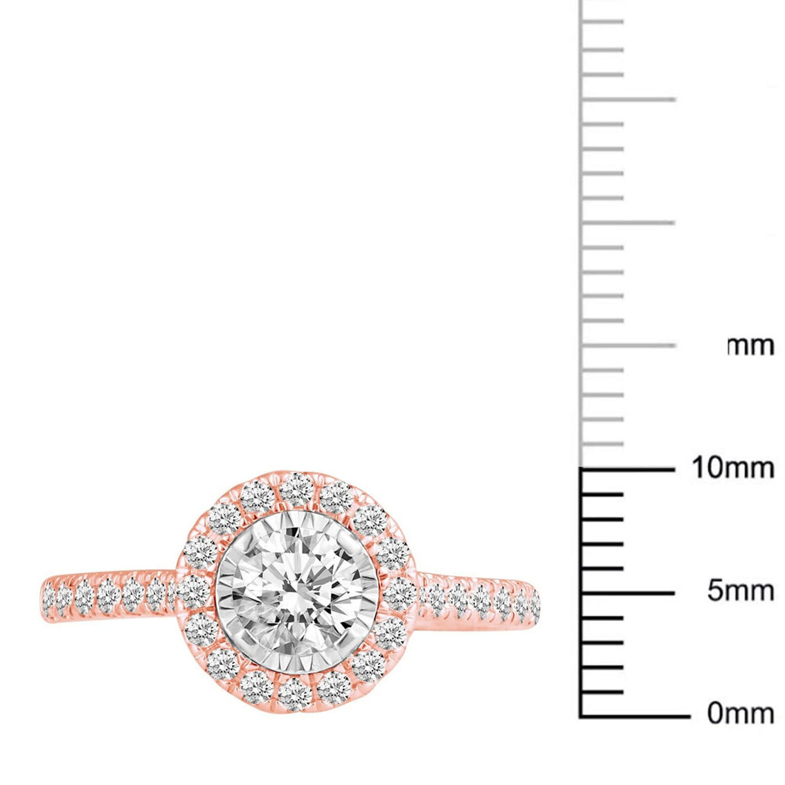 Royal Aura 14K Rose Gold 1.00 Ctw Round Halo Diamond Cluster Engagement Ring - Image 5 of 5