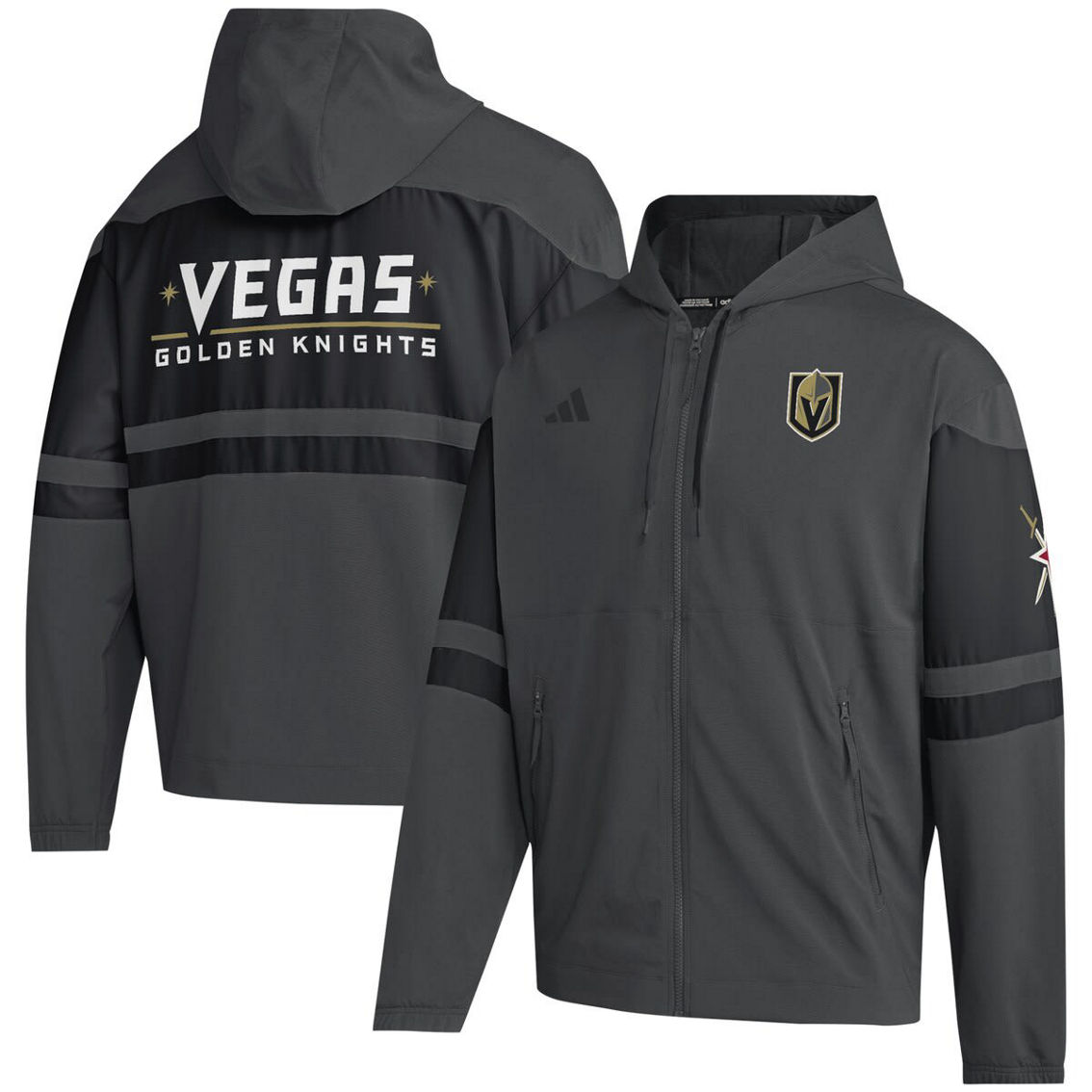 adidas Men's Gray Vegas Golden Knights Full-Zip Hoodie - Image 2 of 4