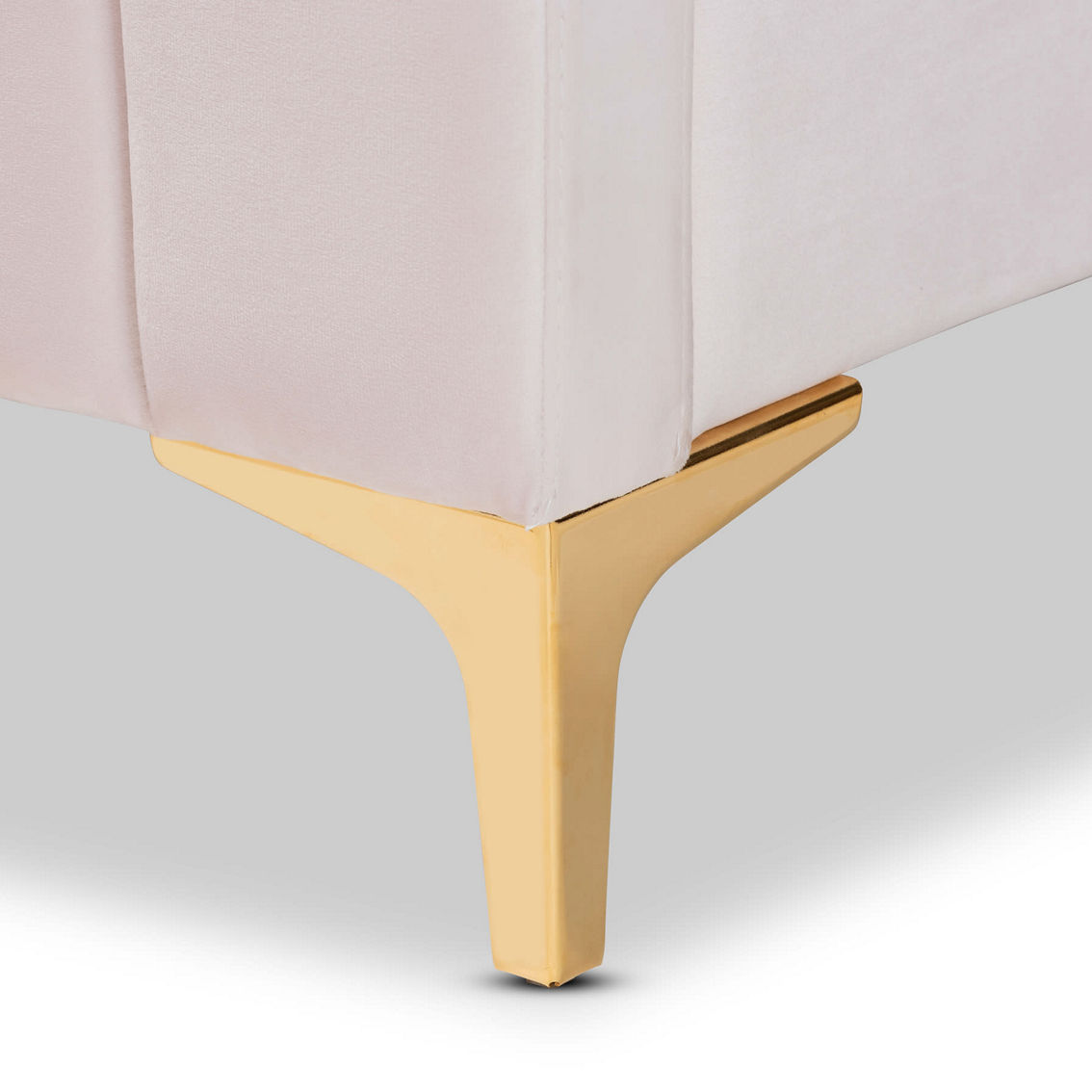 Baxton Studio Nami Light Pink Velvet Upholstered and Gold Finished Platform Bed - Image 5 of 5