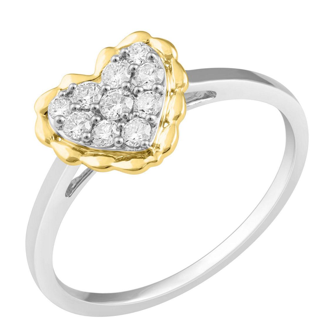 APMG 14K White & Yellow Gold 1/4 CTW Diamond Heart Cluster Ring - Image 2 of 4