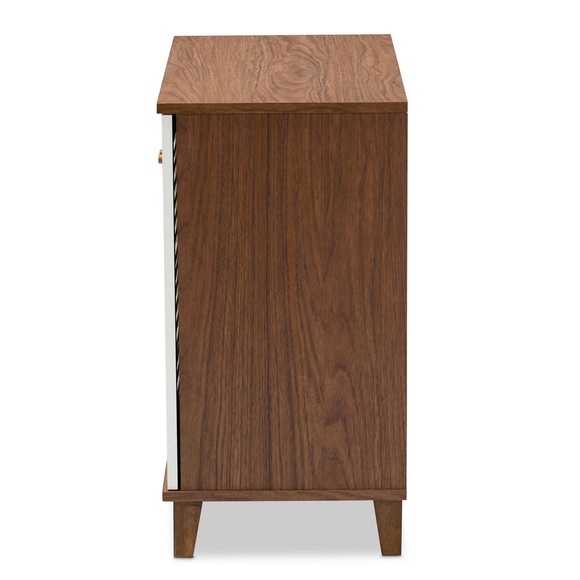 Baxton Studio Coolidge White and Walnut Finished 4-Shelf Wood Shoe Storage Cabinet - Image 4 of 5