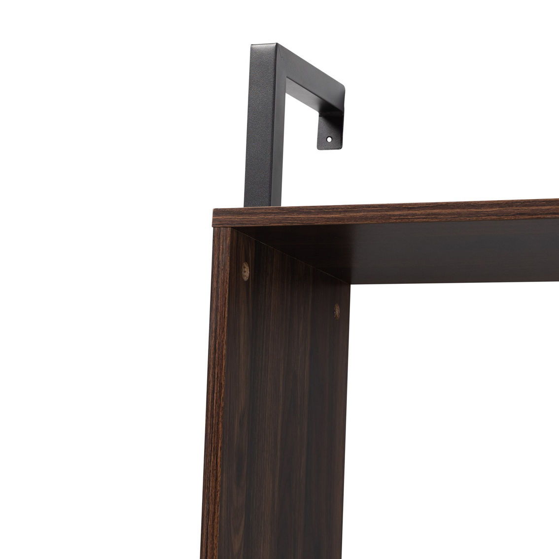 Baxton Studio Fariat Walnut Brown Wood and Black Metal Display Shelf with Desk - Image 4 of 5