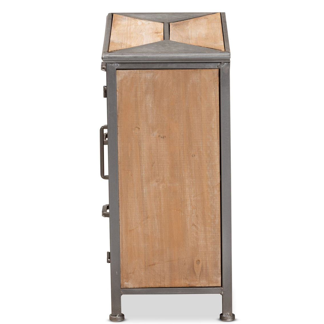 Baxton Studio Laurel Antique Grey Metal and Whitewashed Oak Wood Storage Cabinet - Image 4 of 5