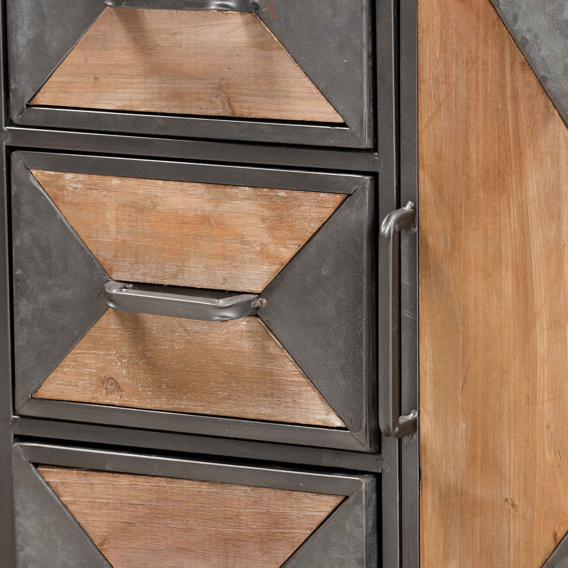 Baxton Studio Laurel Antique Grey Metal and Whitewashed Oak Wood Storage Cabinet - Image 5 of 5