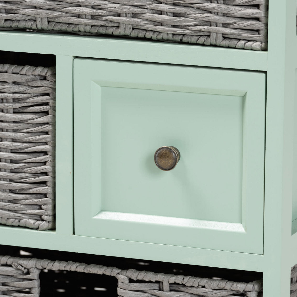 Baxton Studio Valtina Oak Brown and Mint Green 3-Drawer Storage Unit with Baskets - Image 5 of 5
