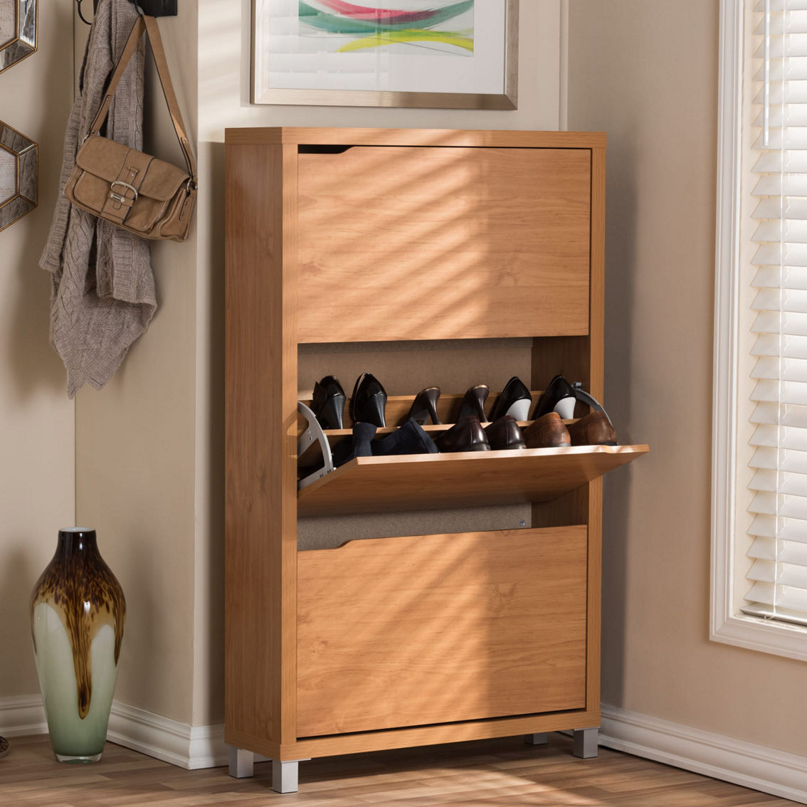 Baxton Studio Simms Maple Shoe Cabinet - Image 2 of 2