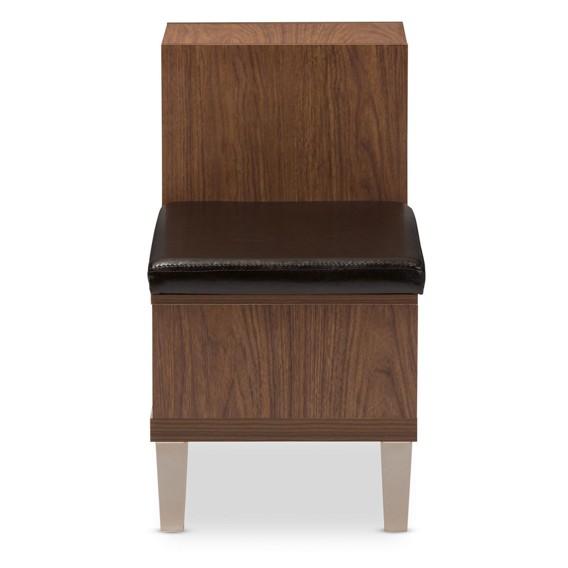 Baxton Studio Arielle Walnut Wood 3-Drawer Shoe Storage With Faux Leather Bench - Image 3 of 5