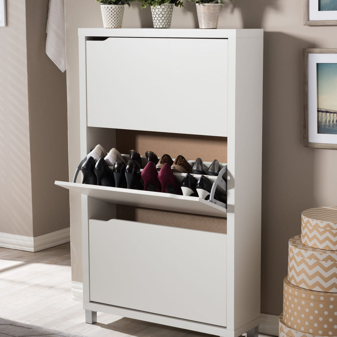Baxton Studio Simms White Shoe Cabinet - Image 2 of 2
