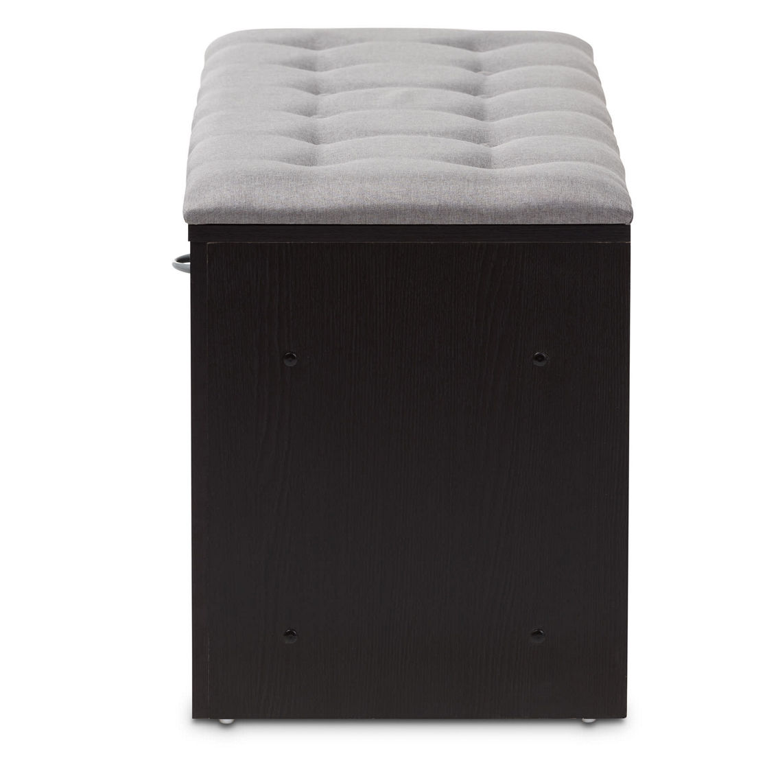 Baxton Studio Espresso Finished Grey Fabric Upholstered Cushioned Entryway Bench - Image 4 of 5