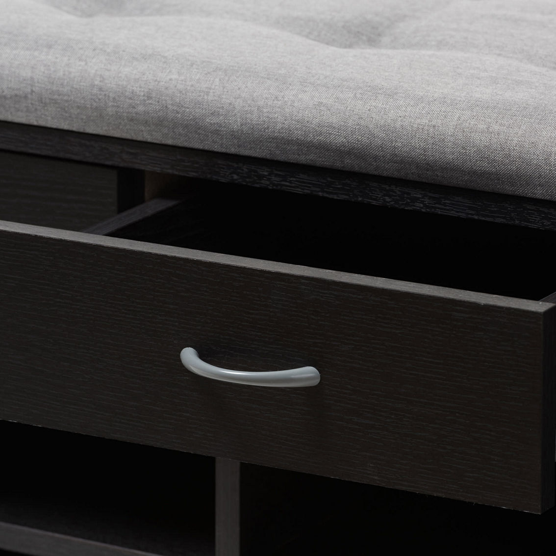 Baxton Studio Espresso Finished Grey Fabric Upholstered Cushioned Entryway Bench - Image 5 of 5