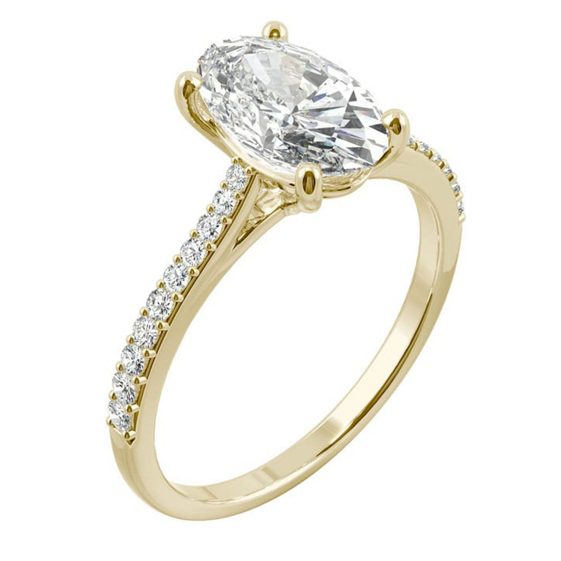 Charles & Colvard 2.49cttw Moissanite Oval Engagement Ring in 14k Yellow Gold - Image 2 of 5