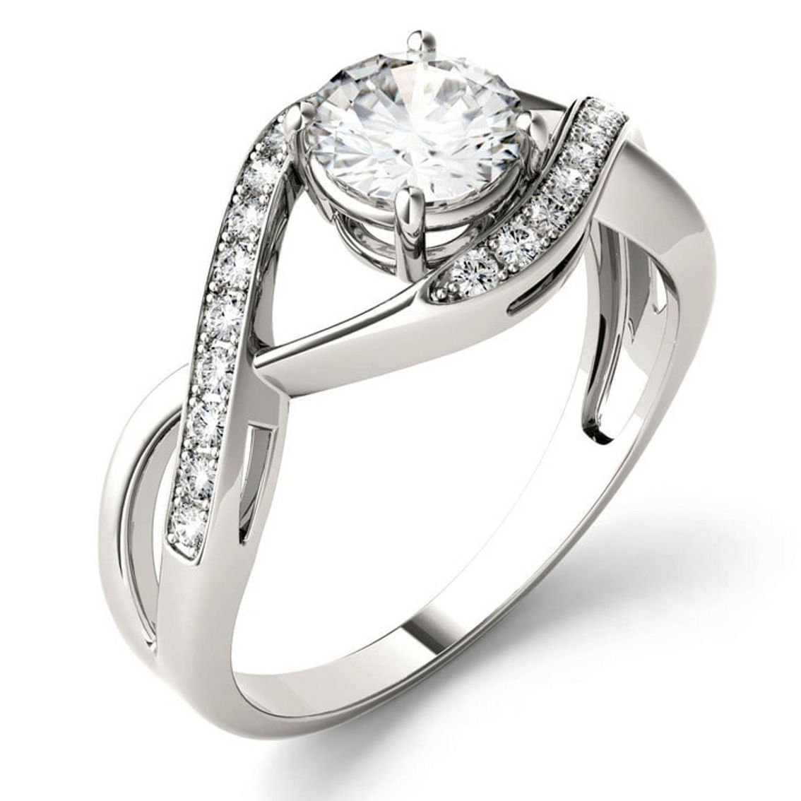 Charles & Colvard 1.02cttw Moissanite Round Engagement Ring in 14k White Gold - Image 2 of 5