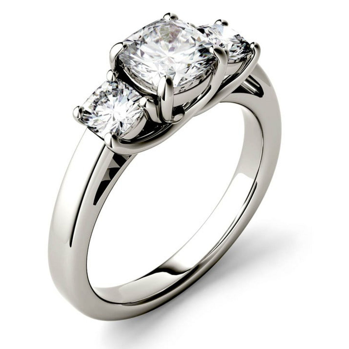 Charles & Colvard 1.76cttw Moissanite Cushion Three Stone Ring in 14k White Gold - Image 2 of 5