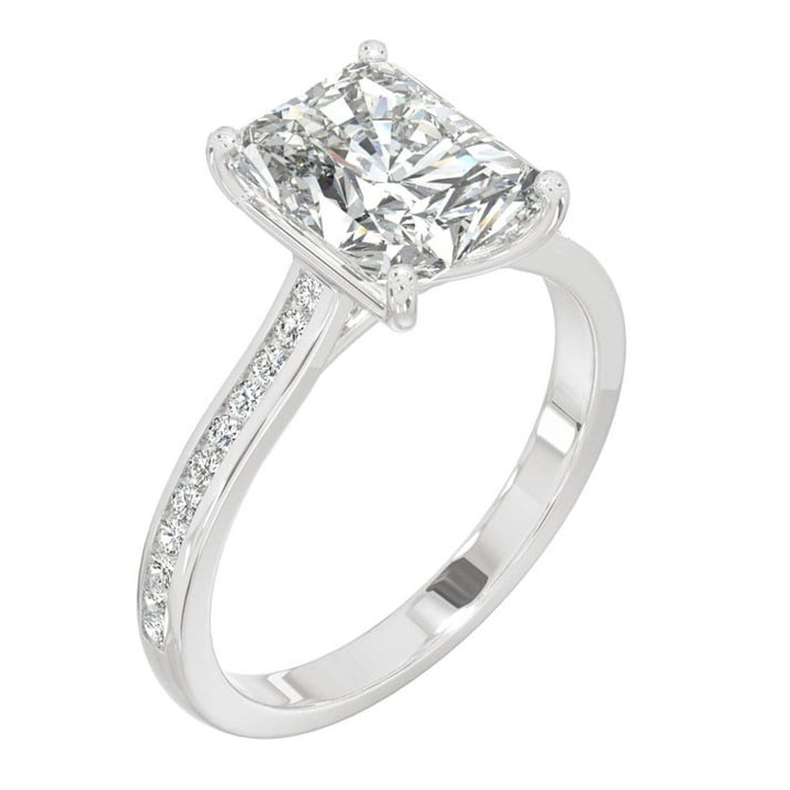 Charles & Colvard 2.88cttw Moissanite Radiant Engagement Ring in 14k White Gold - Image 2 of 5
