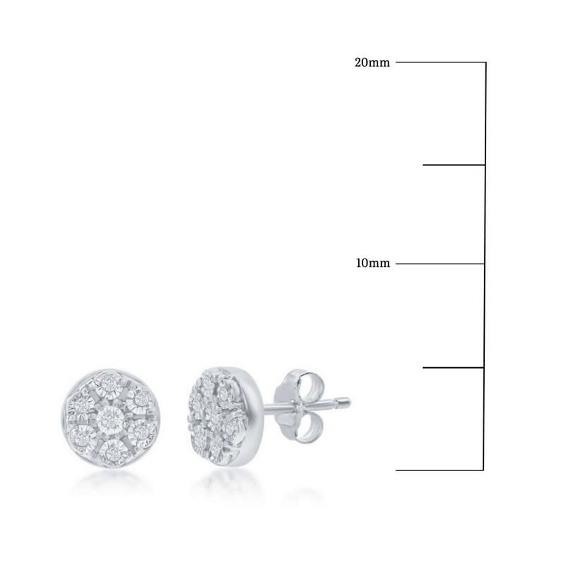 Diamonds D'Argento Sterling Silver Cluster of Diamonds 5mm Studs - (14 Stones) - Image 2 of 3