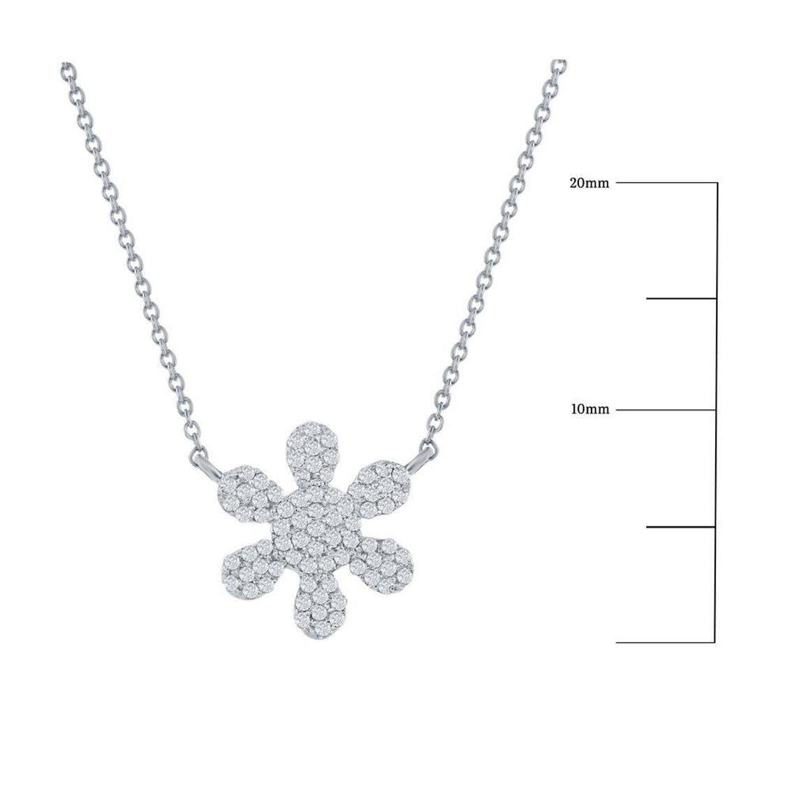 Diamonds D'Argento  Sterling Silver Flower Diamond Necklace - (74 Stones) - Image 2 of 3