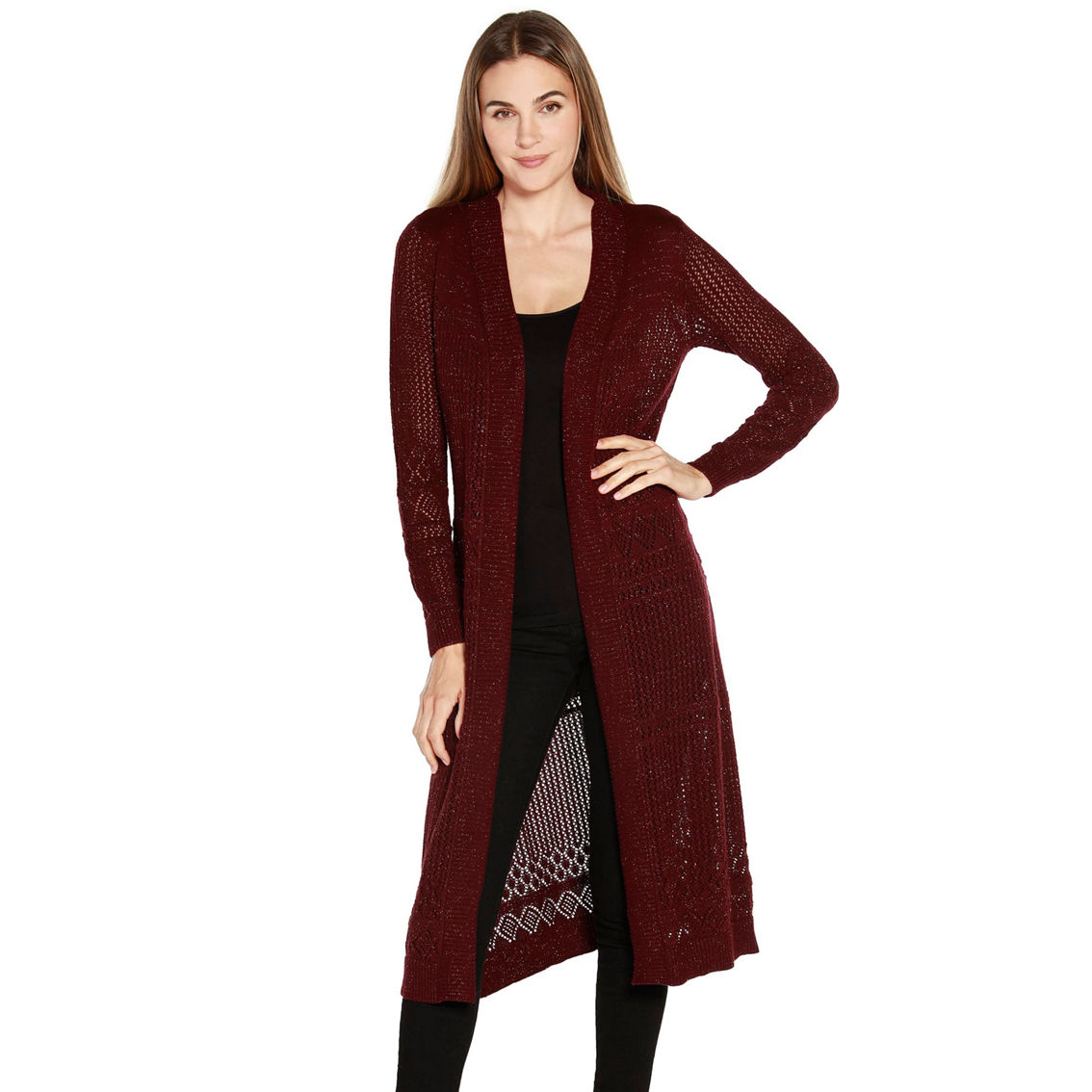 Belldini Lurex Pointelle Duster Cardigan | Sweaters | Clothing ...
