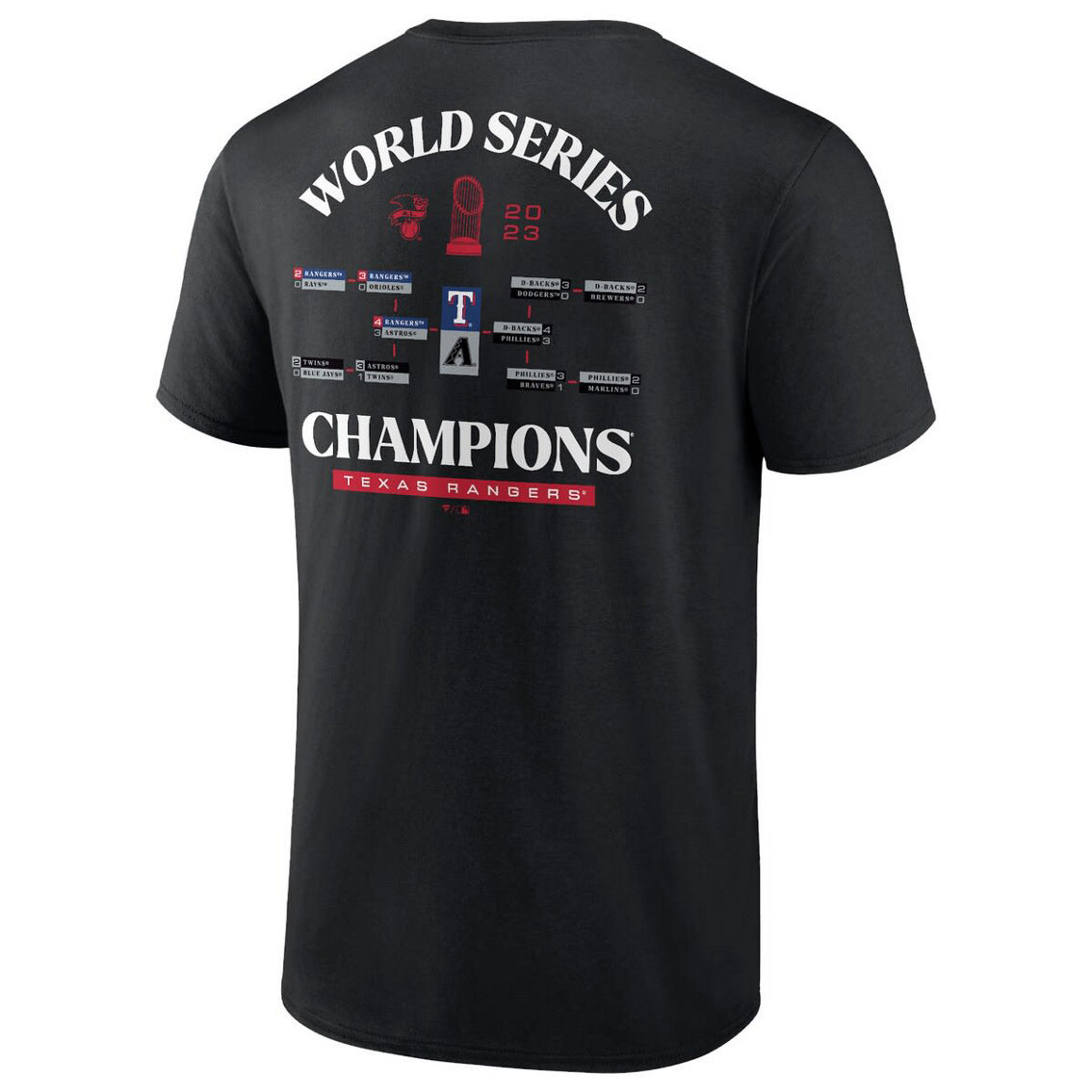 Men's Black Texas Rangers 2023 World Series Champions Milestone Schedule T-Shirt - Image 4 of 4