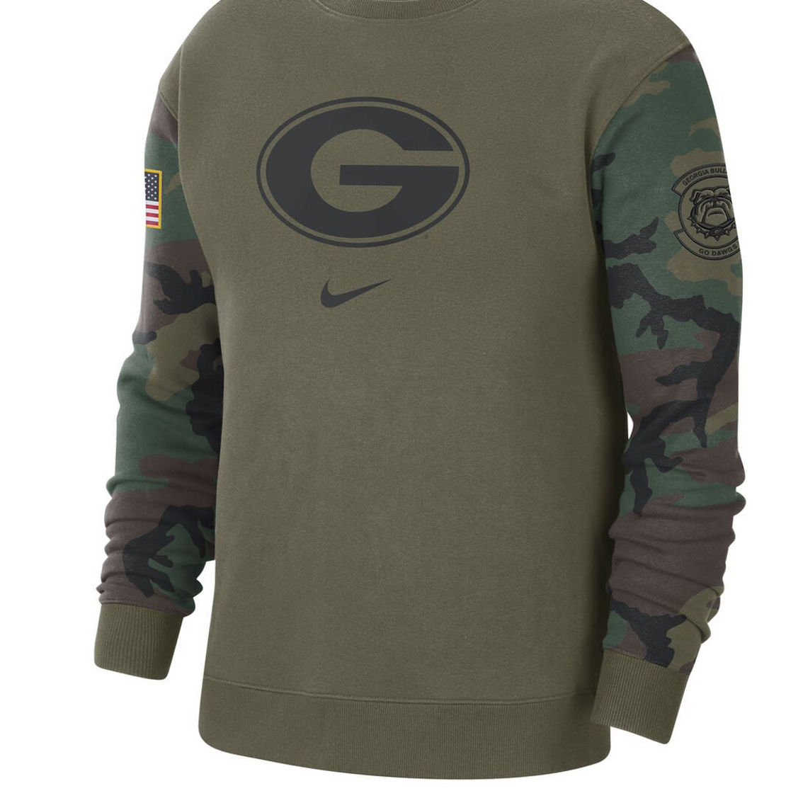 Nike Men's Olive Georgia Bulldogs Military Pack Club Pullover Sweatshirt - Image 3 of 4