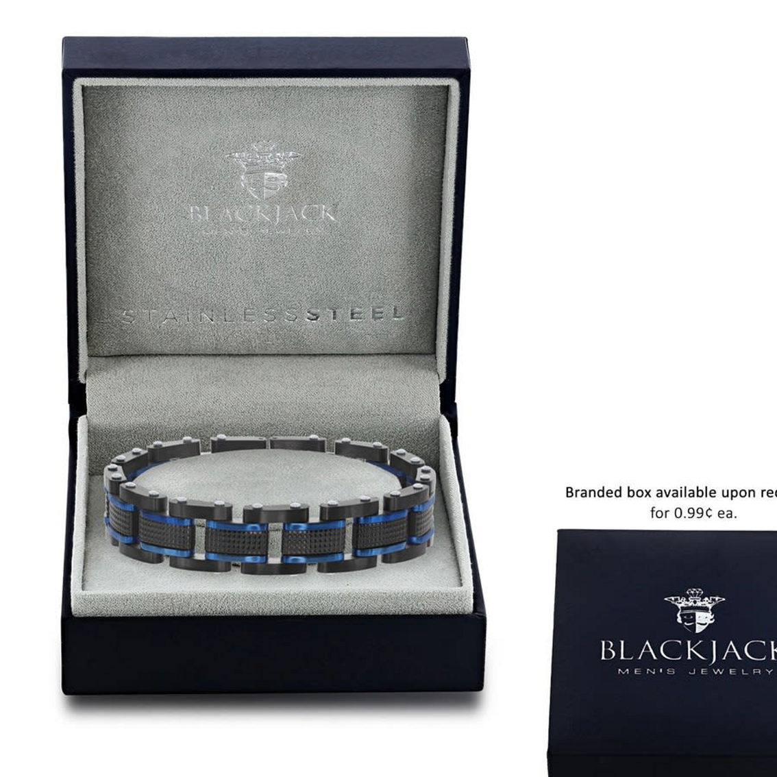 Metallo Stainless Steel Blue and Black Bracelet - Image 2 of 3