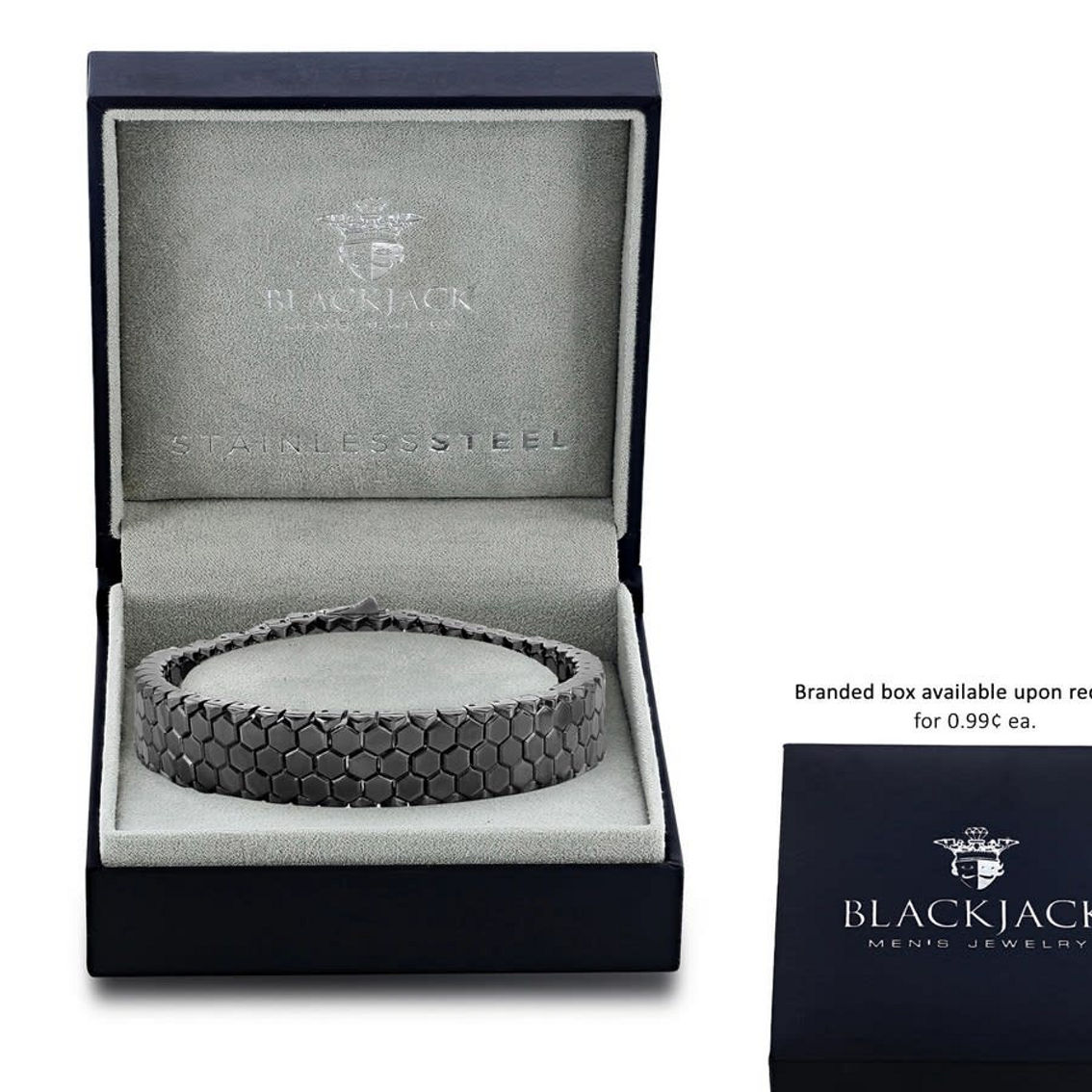 Metallo Stainless Steel Polished Honey Comb Design Bracelet - Black Plated - Image 2 of 3