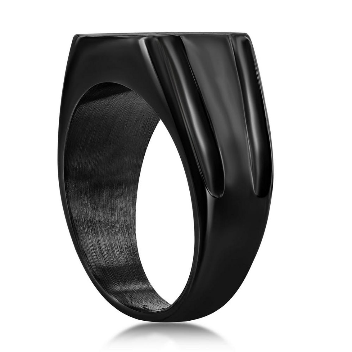 Stainless Steel Black CZ Square Ring - Black Plated - Image 2 of 3