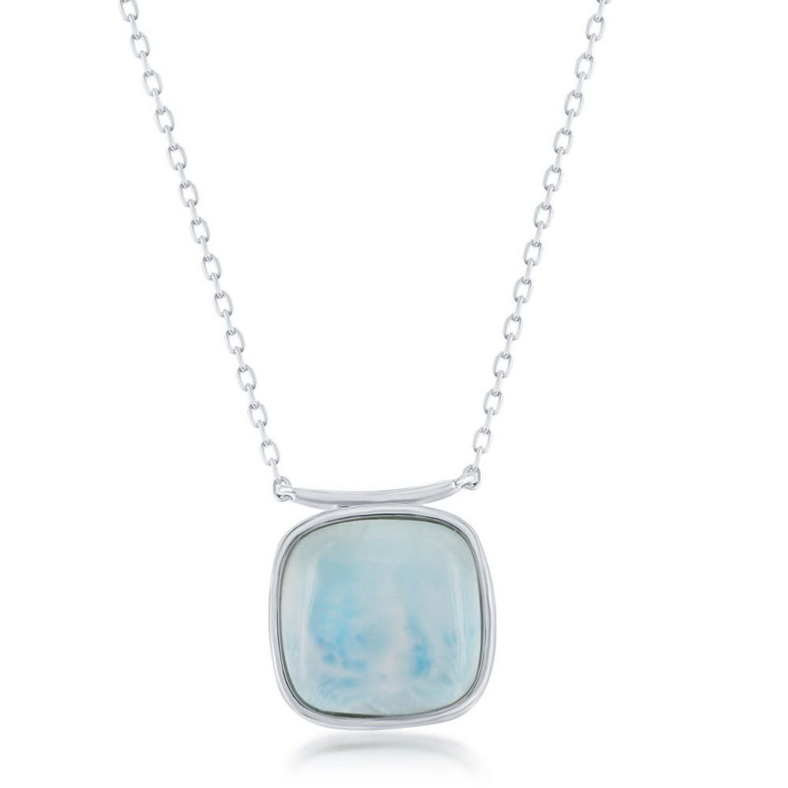 Caribbean Treasures Sterling Silver Square Shape Larimar Necklace - Image 2 of 3