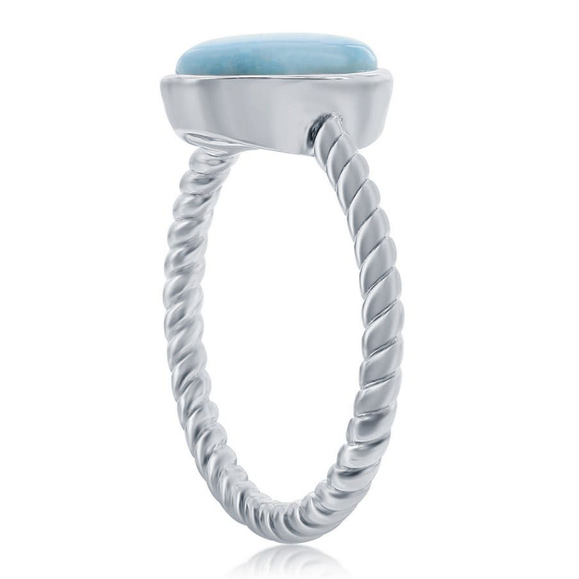 Caribbean Treasures Sterling Silver Oval Larimar Rope Design Band Ring - Image 2 of 3