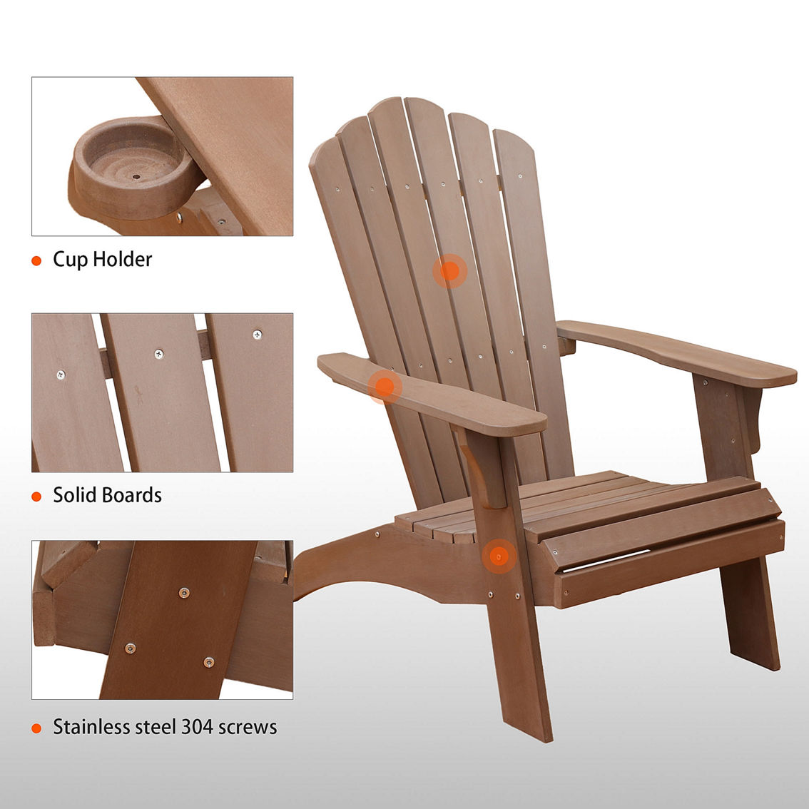 Upland Weatherproof Adirondack Chair with Polystyrene Composite Material - Image 2 of 5