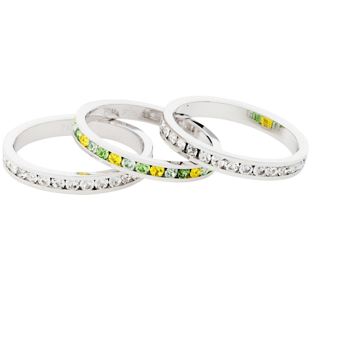 Sterling Silver Multi-Tonal Crystal Eternity Ring Set - Image 2 of 2
