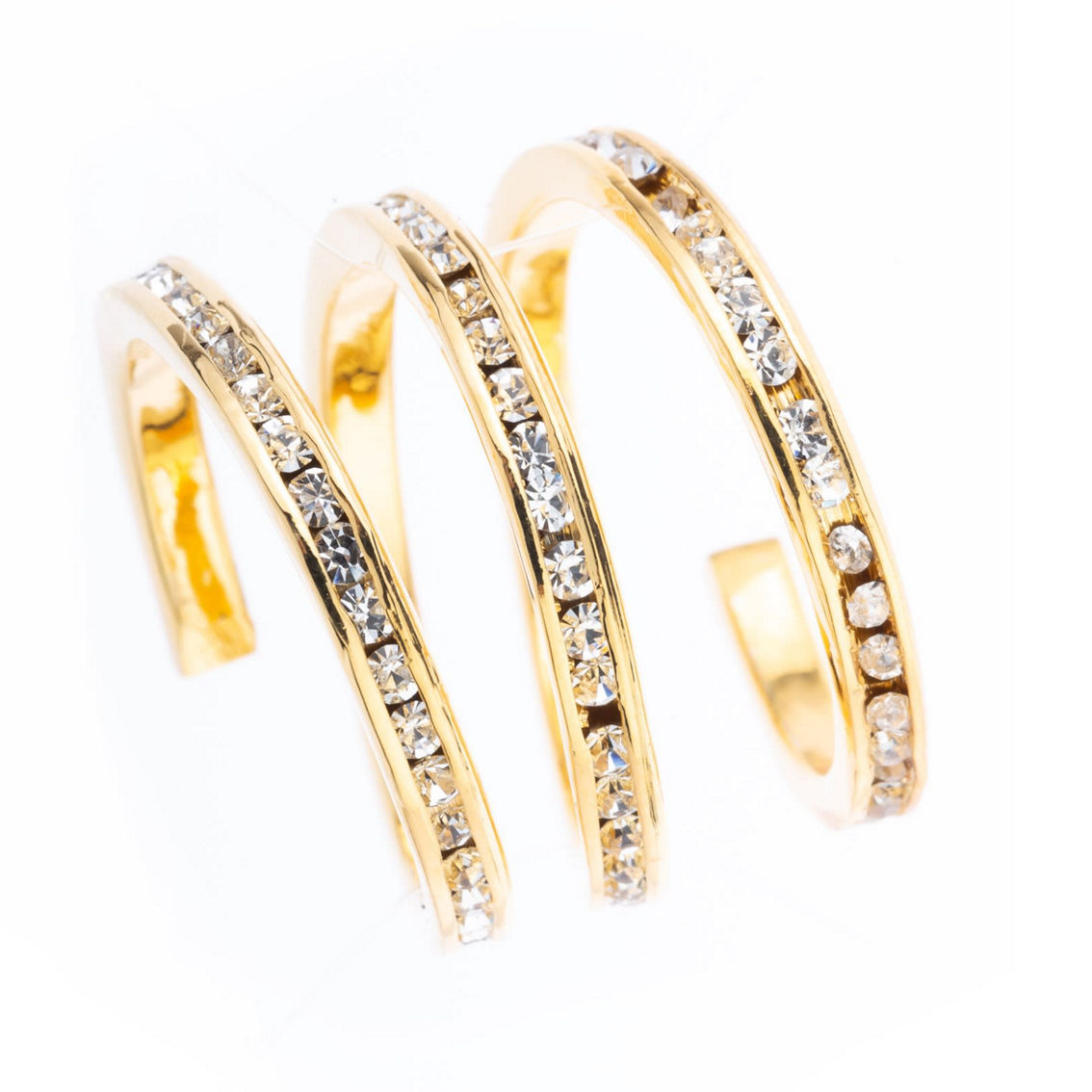 Gold Plated Clear Crystal Spiral Ring - Image 2 of 2