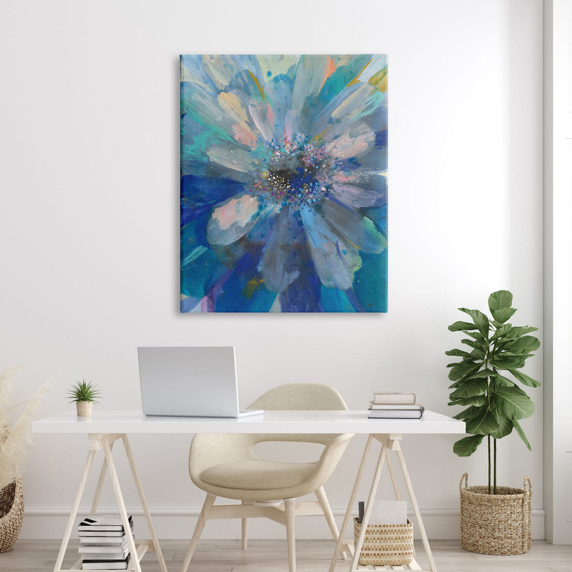 Stupell Canvas Abstract Blue Floral Petals, 36x48 - Image 2 of 5
