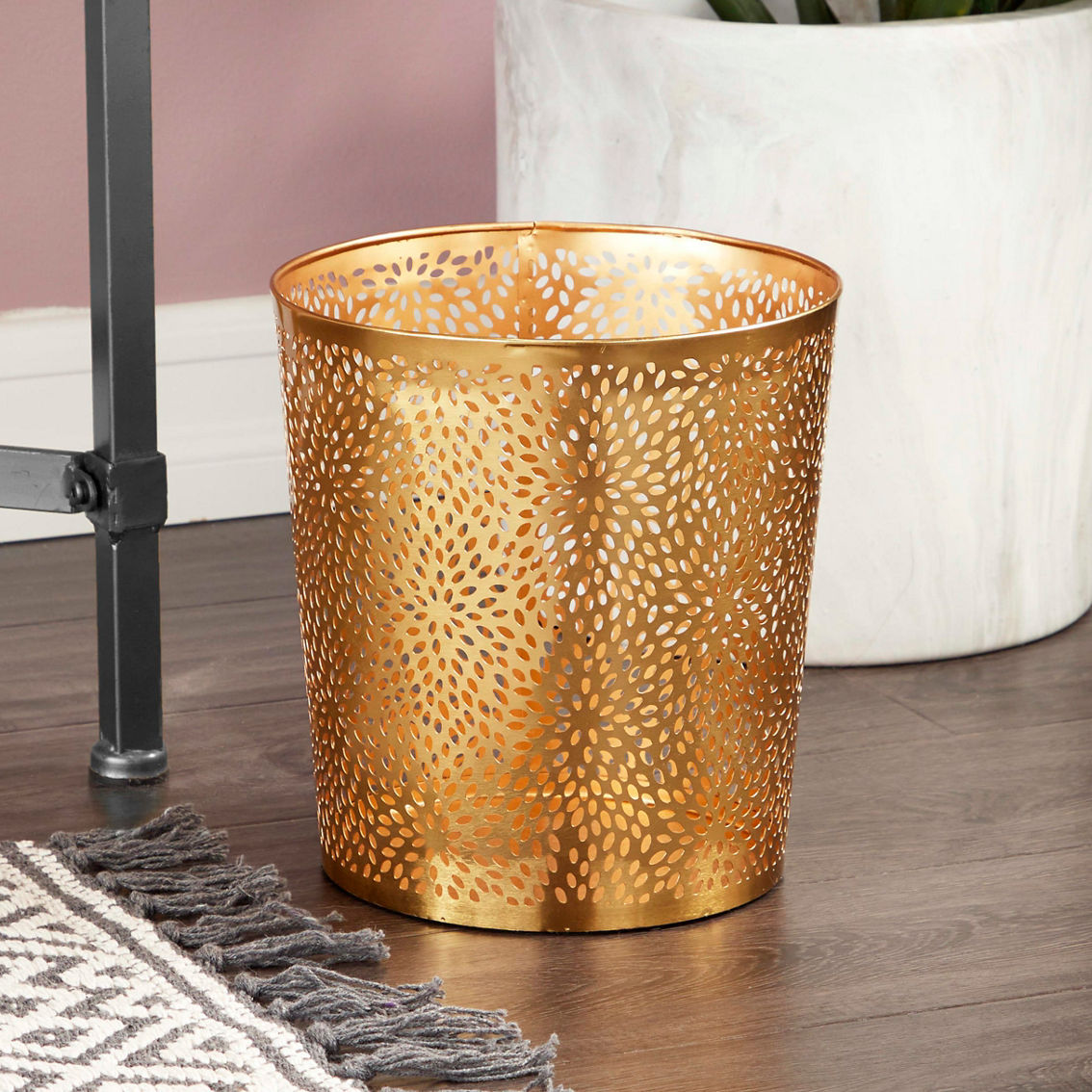 CosmoLiving by Cosmopolitan Glam Gold Metal Small Waste Bin - Image 4 of 5